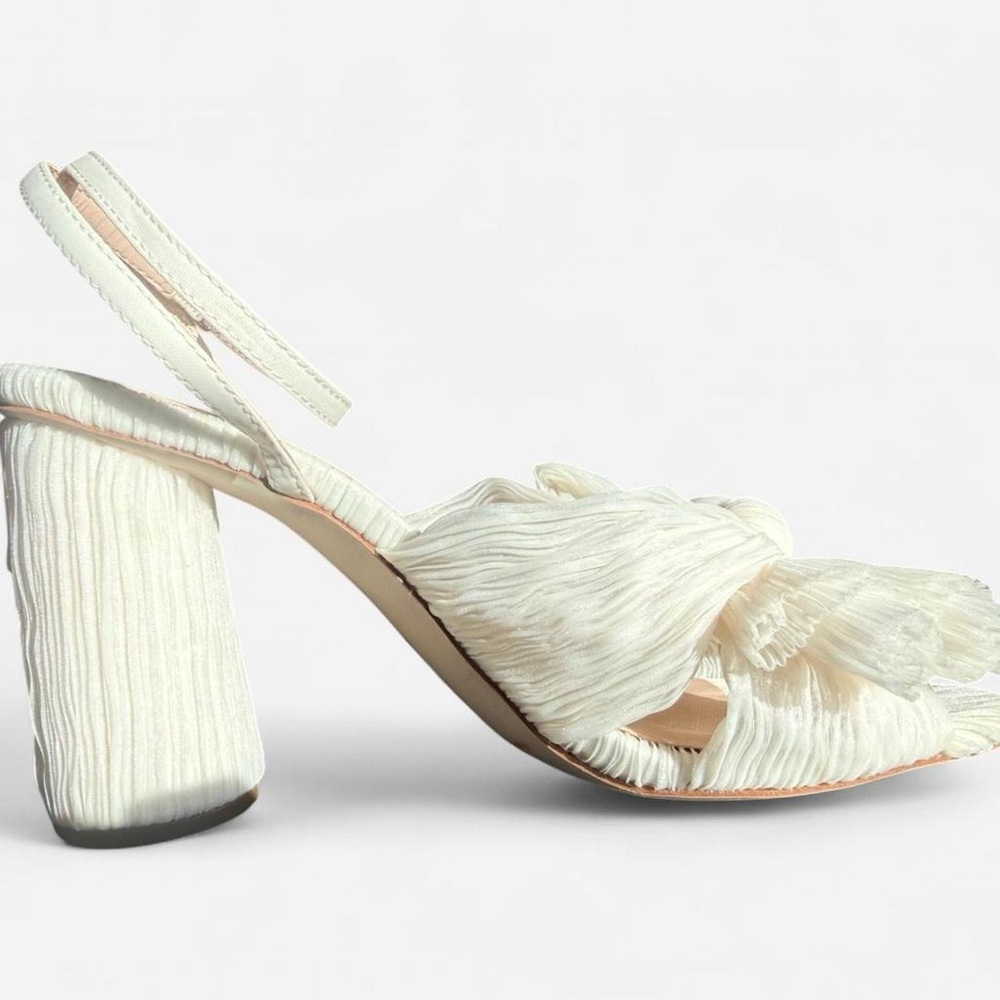 Loeffler Randall Camellia Pearl Pleated Bow Heel in Ivory